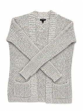 Express Marled Open Front Knit Cardigan Sweater Gray Black Size Small